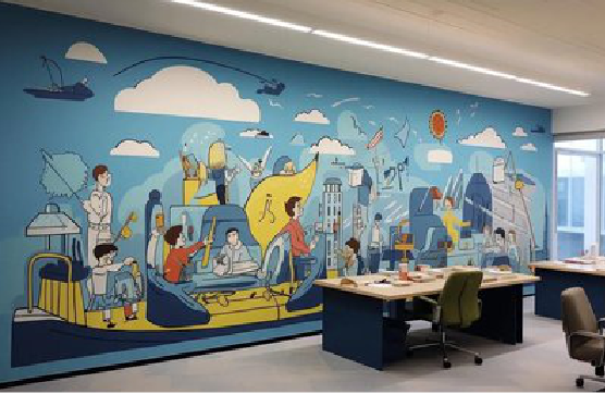 盐津办公室墙绘的特点。